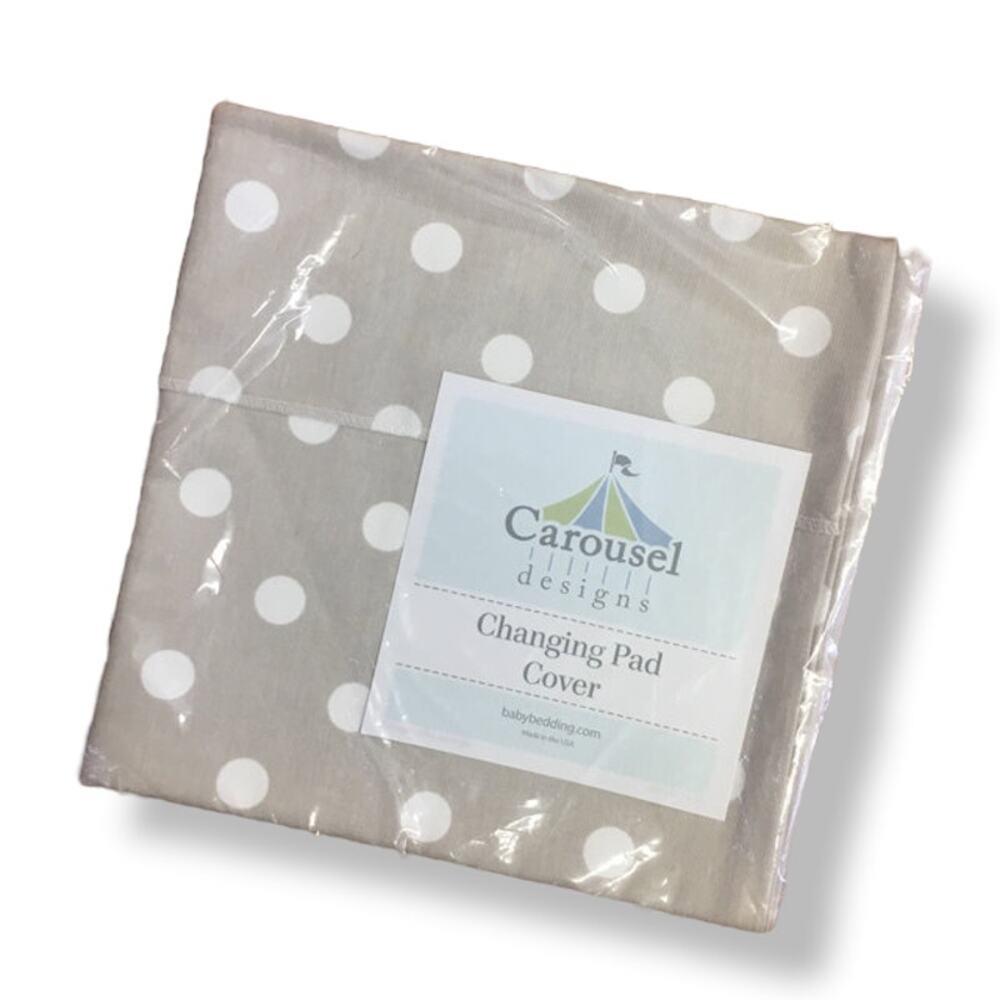 Carousel Designs Taupe White Polka‎ Dot Changing Pad Cover NEW NIP